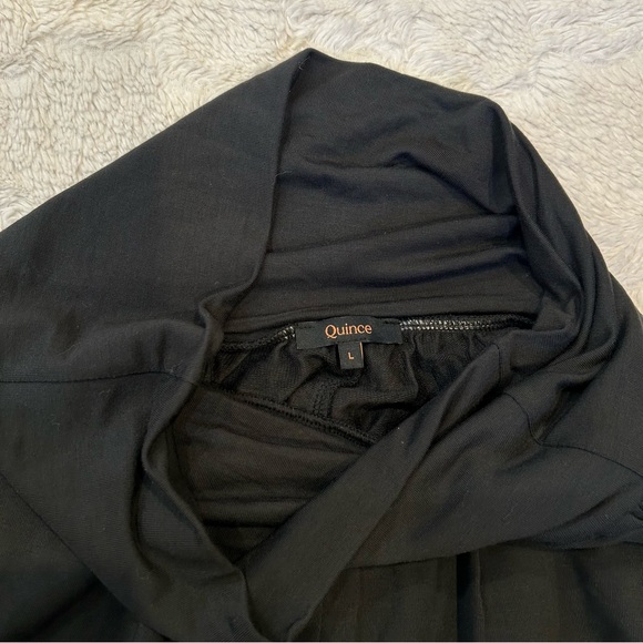 Quince - EUC Black French Terry Modal Wide Leg Palazzo Trouser Pants - Large L - Picture 3 of 9